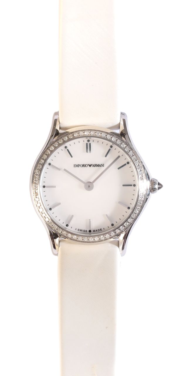 EMPORIO ARMANI: A LADY'S STAINLESS STEEL WRISTWATCH