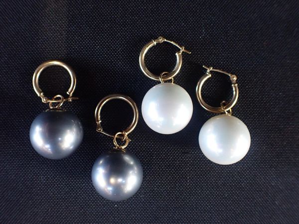 TWO PAIRS OF NIGHT AND DAY FAUX PEARL EARRINGS