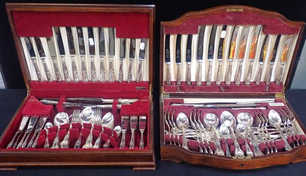 TWO SILVER-PLATED KING'S PATTERN CANTEENS