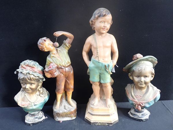 A 1930s PLASTER FIGURE 'SHY BOY'