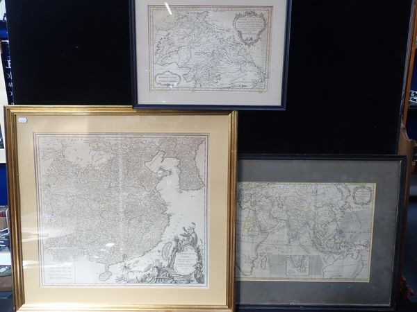 THREE FRAMED MAPS