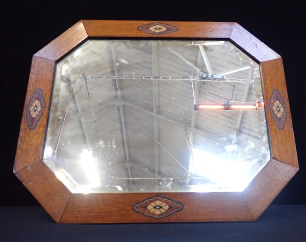 A 1920S OAK OCTAGONAL WALL MIRROR