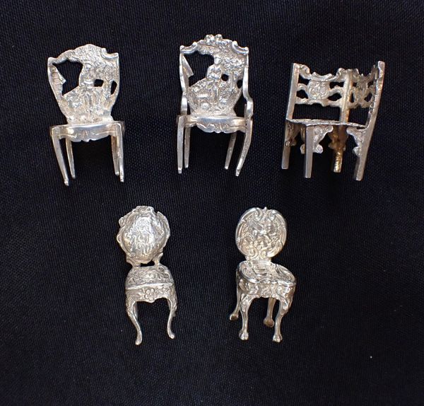 FIVE SILVER 'TOY' CHAIRS