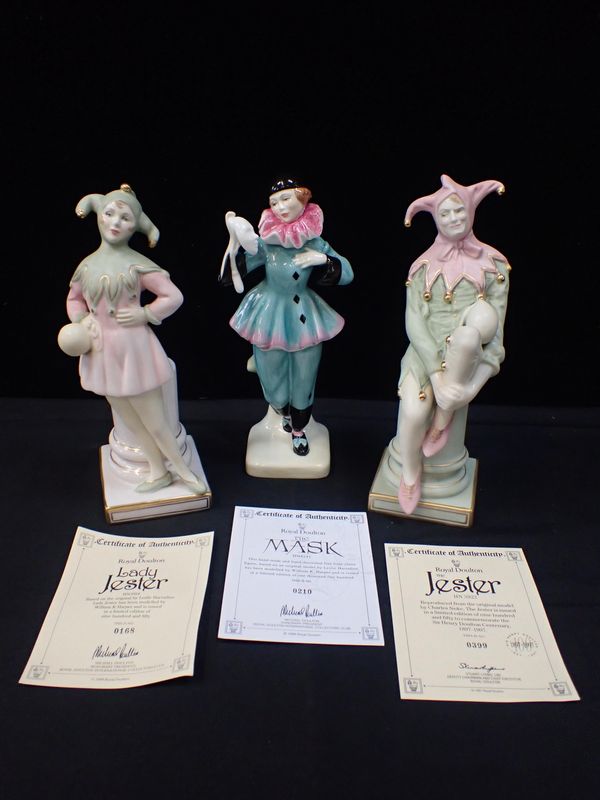 A PAIR OF ROYAL DOULTON FIGURES - ‘JESTER’ AND ‘LADY JESTER’