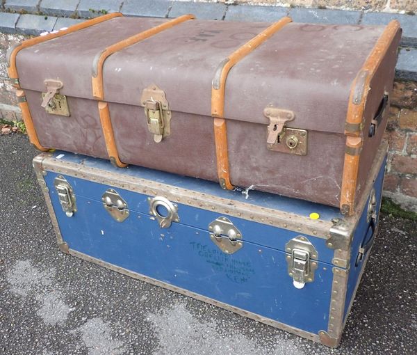 TWO VINTAGE TRAVELLING TRUNKS