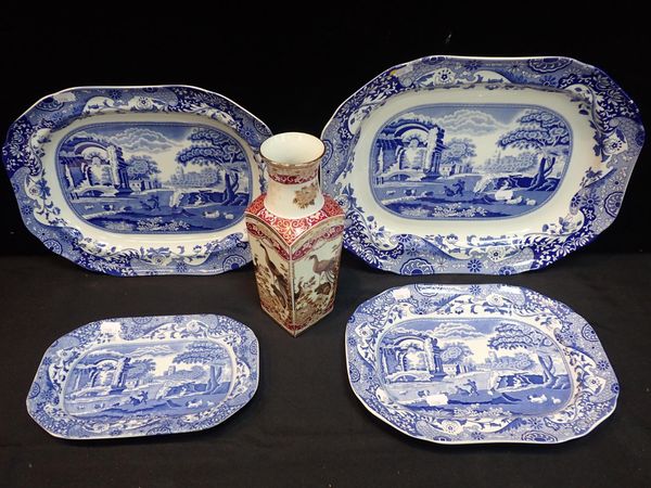 FOUR GRADUATED SPODE 'ITALIAN' MEAT PLATES