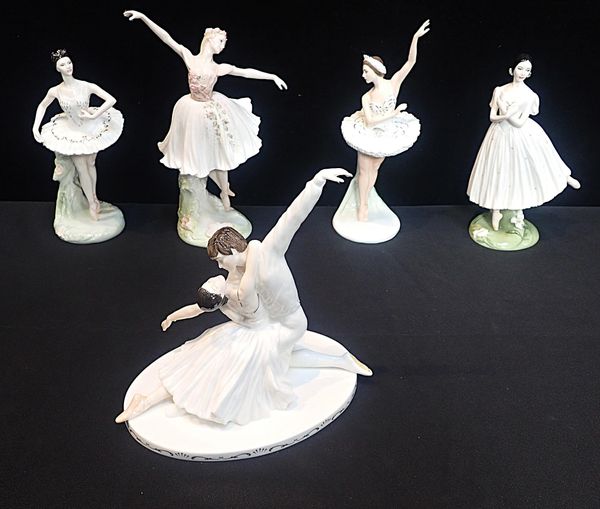 FIVE COALPORT COMPTON & WOODHOUSE BALLET FIGURINES