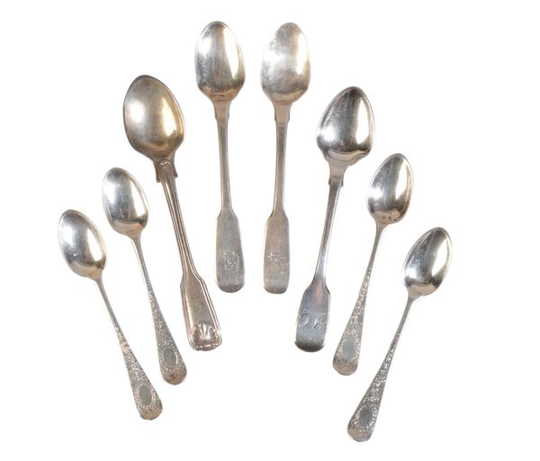 A SET OF FOUR VICTORIAN SILVER BRIGHT CUT OLD ENGLISH PATTERN TEASPOONS