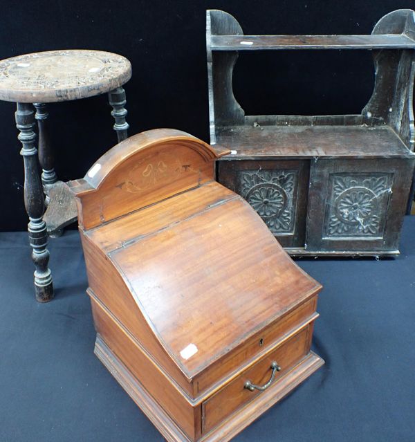 A VICTORIAN OAK SMALL CUPBOARD