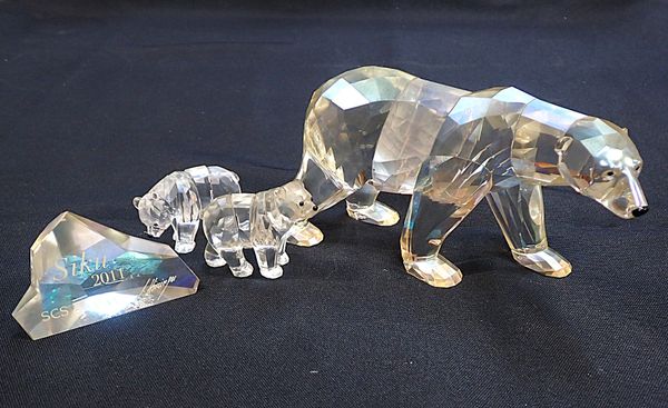 A GROUP OF SWAROVSKI GLASS POLAR BEARS