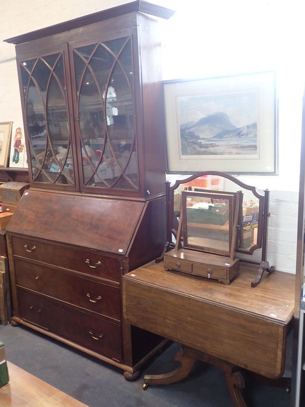 A GEORGE III AND LATER BUREAU BOOKCASE