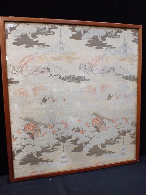 A FRAMED PIECE OF JAPANESE SILK