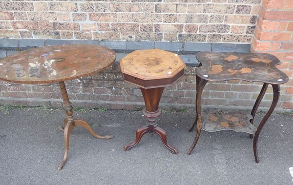 A VICTORIAN WALNUT OCTAGONAL WORKTABLE