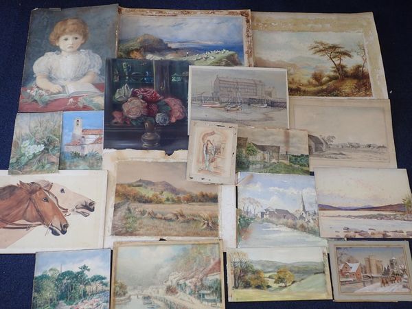 A QUANTITY OF UNFRAMED 19th CENTURY AND LATER WATERCOLOURS