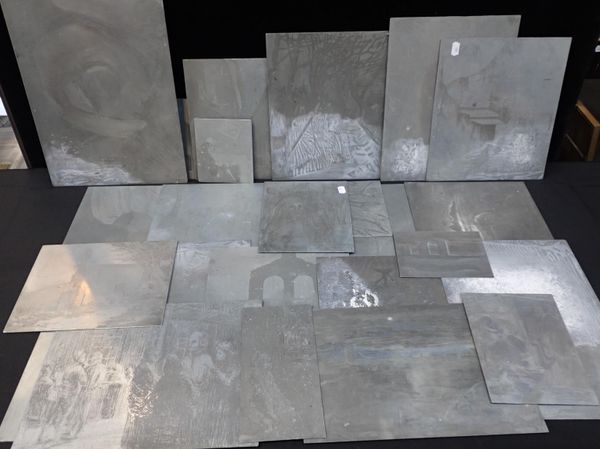 A QUANTITY OF MODERN WORKED ZINC ETCHING PLATES