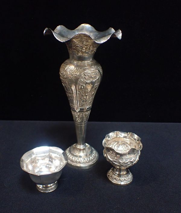 A KUTCH STYLE WHITE METAL VASE