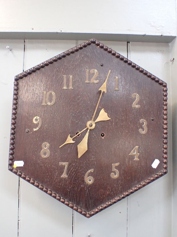 AN AMERICAN 'MISSION' OR ARTS & CRAFTS STYLE WALL CLOCK