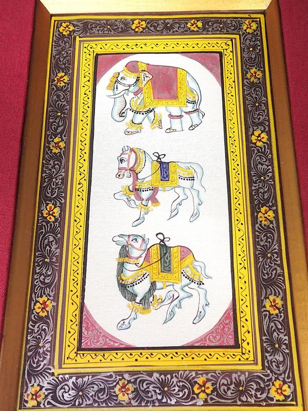 AN INDO-PERSIAN MUGHAL STYLE PAINTING ON CLOTH