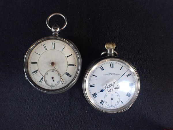 TWO SILVER CASED POCKET WATCHES