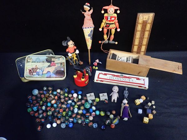 A VINTAGE WOODEN 'JUMPING JACK' TOY