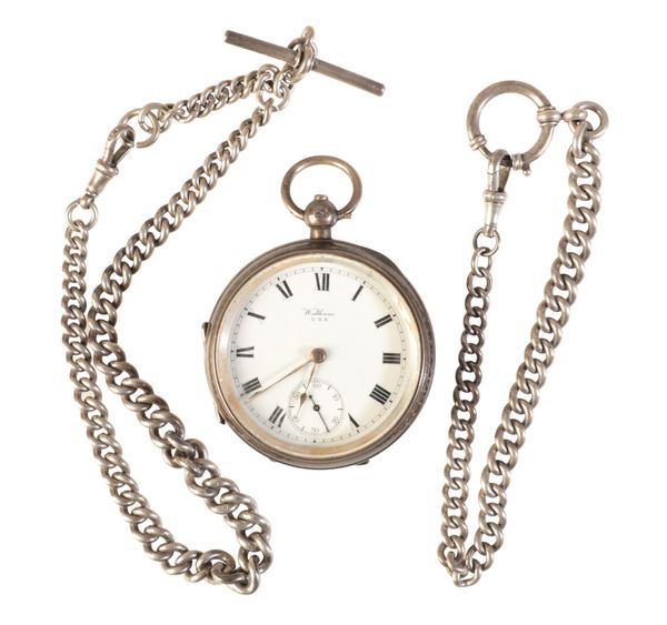 WALTHAM: A GENTLEMAN'S SILVER CASE OPEN-FACE POCKET WATCH