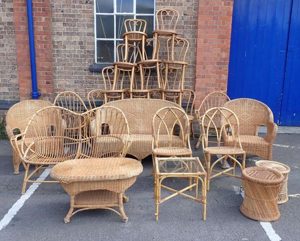 A RATTAN FOUR PIECE CONSERVATORY SUITE