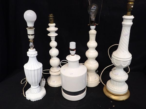 FIVE CERAMIC TABLE LAMPS