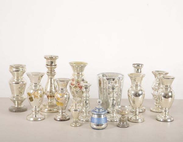 A LARGE COLLECTION OF SILVERED GLASS