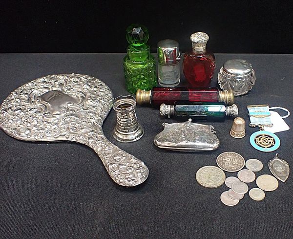 A SILVER MATCH HOLDER OF CASTELLATED FORM