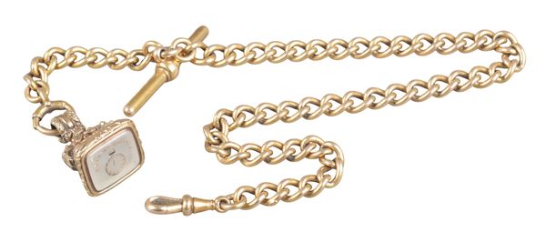 A 15CT GOLD CHAIN-LINK POCKET WATCH CHAIN