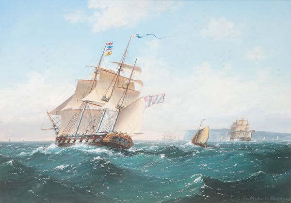 *MICHAEL MATTHEWS (B.1933) Marine scene with battleships