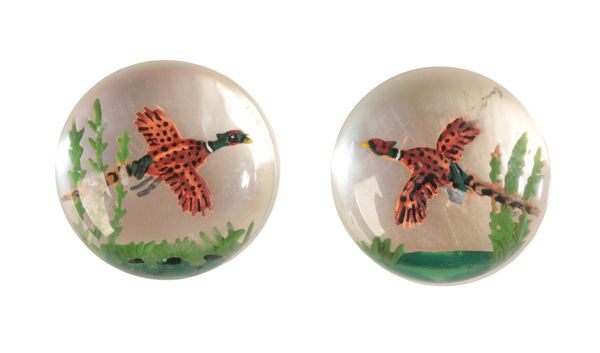 A PAIR OF PHEASANT ESSEX CRYSTAL REVERSE INTAGLIOS