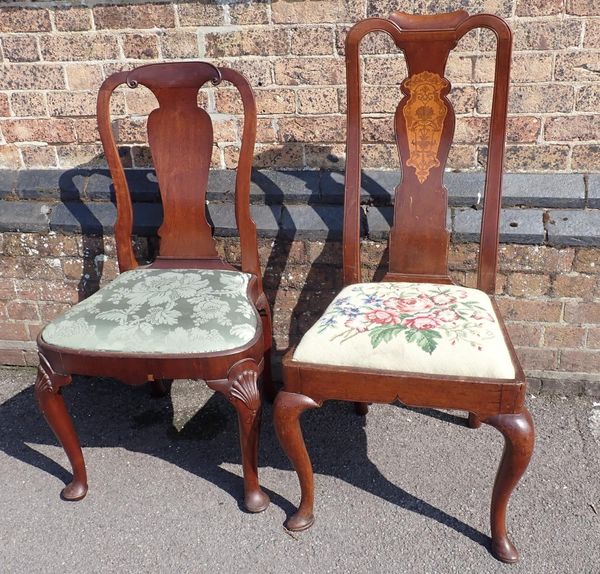 A GEORGE II WALNUT DINING CHAIR