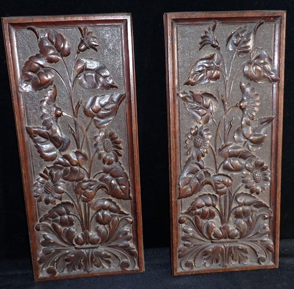 TWO CARVED OAK PANELS