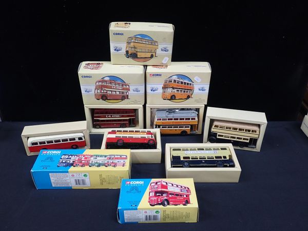 EIGHT BOXED CORGI CLASSICS DIECAST BUS MODELS