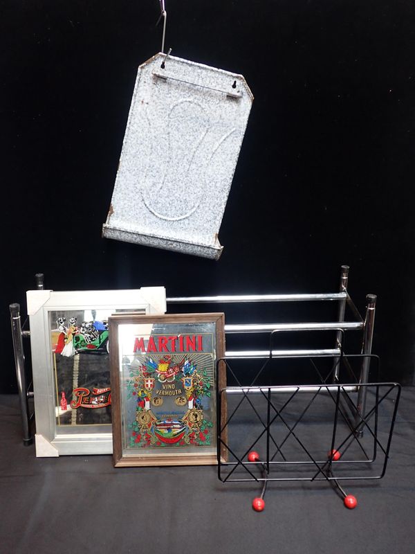 A FRENCH ENAMEL UTENSIL RACK