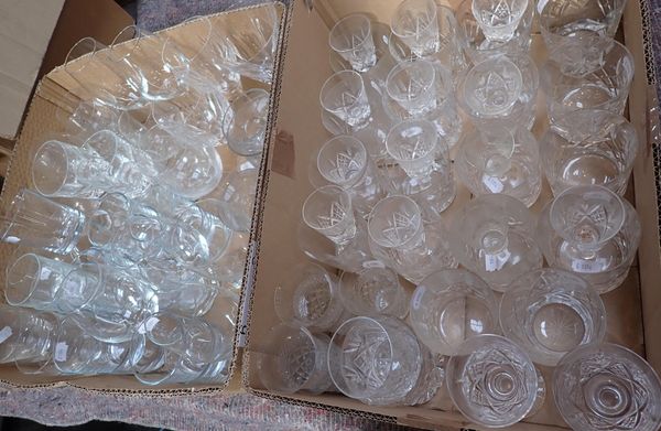 A QUANTITY OF CUT GLASS WHISKY GLASSES