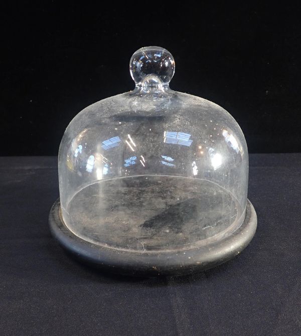 A GLASS CHEESE OR DISPLAY DOME