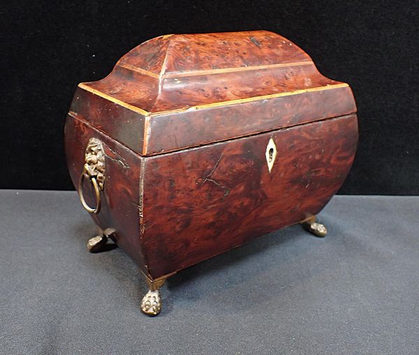 AN EARLY 19th CENTURY BURRWOOD TEA CADDY