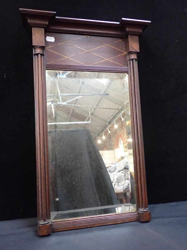 A MAHOGANY FRAMED PIER MIRROR, WITH REEDED MOULDINGS