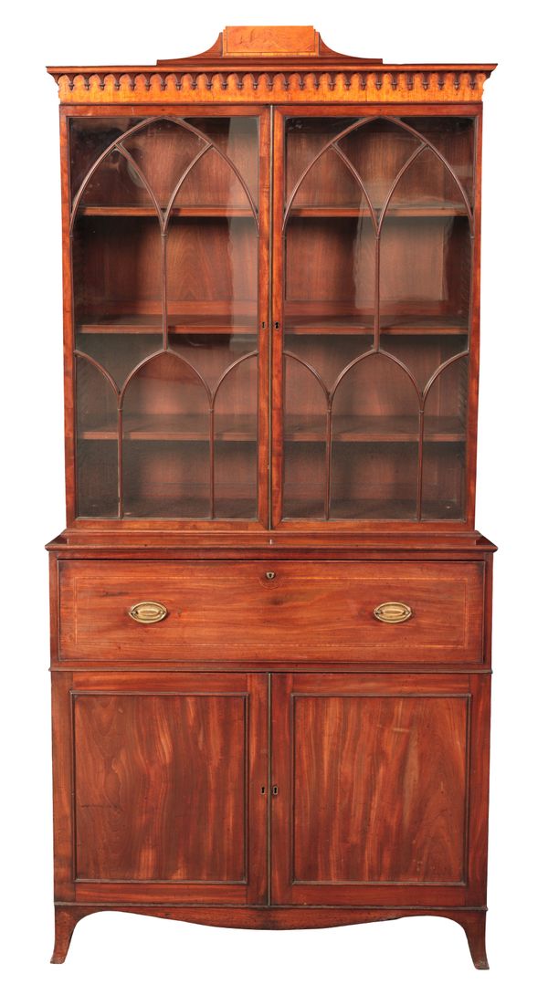 A LATE GEORGE III MAHOGANY SECRETAIRE BOOKCASE