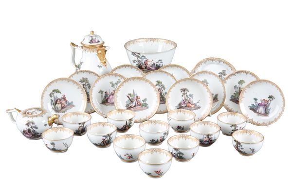 A MEISSEN PORCELAIN PART COFFEE SERVICE