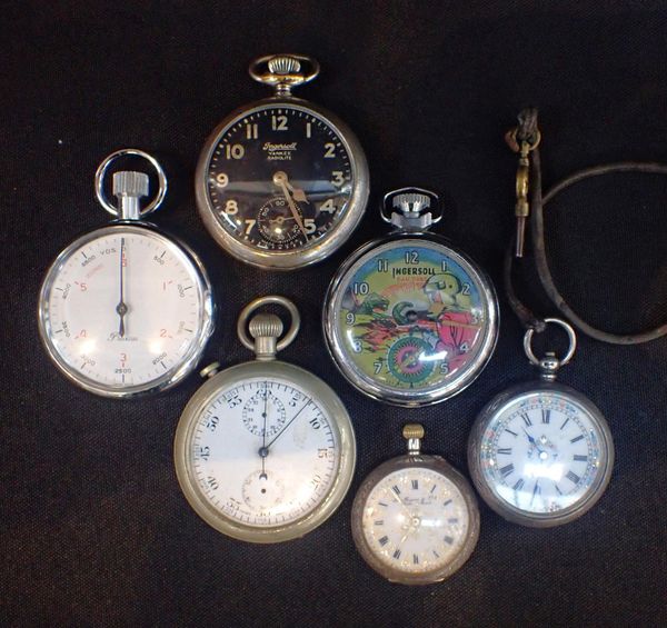 A SILVER CASED OPEN FACE POCKET WATCH