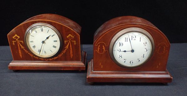 TWO EDWARDIAN MAHOGANY MANTEL CLOCKS