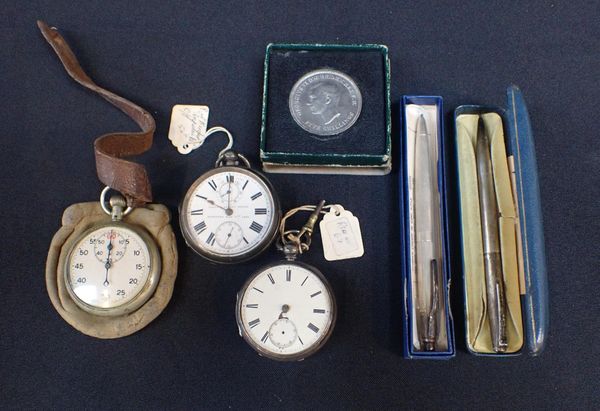 A SILVER-CASED 'PATENT SAFETY WHEEL' POCKET WATCH