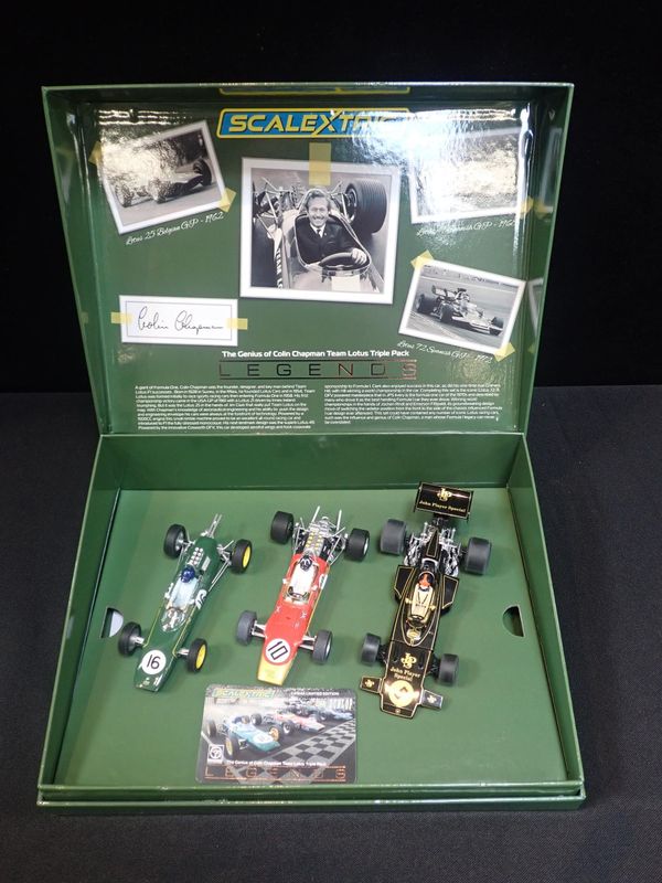 SCALEXTRIC LEGENDS 'THE GENIUS OF COLIN CHAPMAN TEAM LOTUS TRIPLE PACK' SET