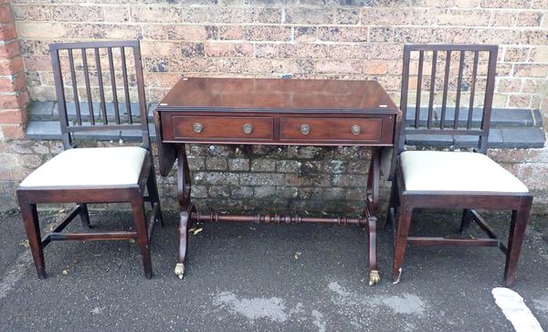 A SMALL MAHOGANY SOFA TABLE