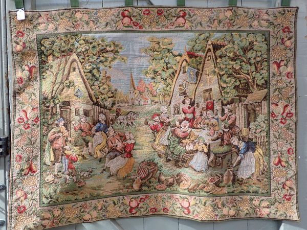 A MACHINE WOVEN TAPESTRY