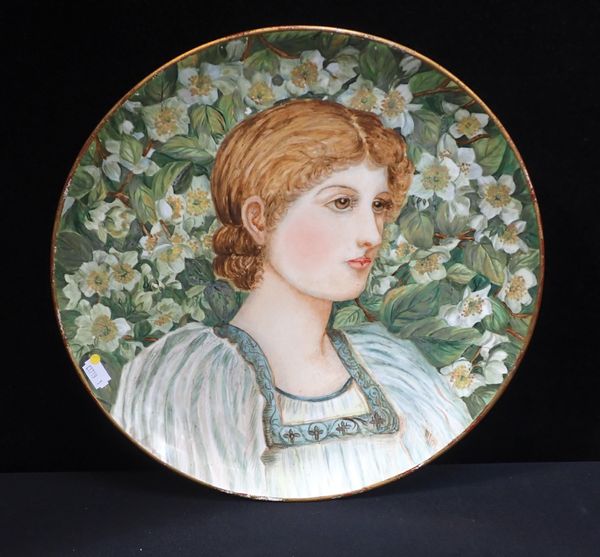 A VICTORIAN AESTHETIC STYLE CHARGER, PAINTED BY FLORENCE J. CASE