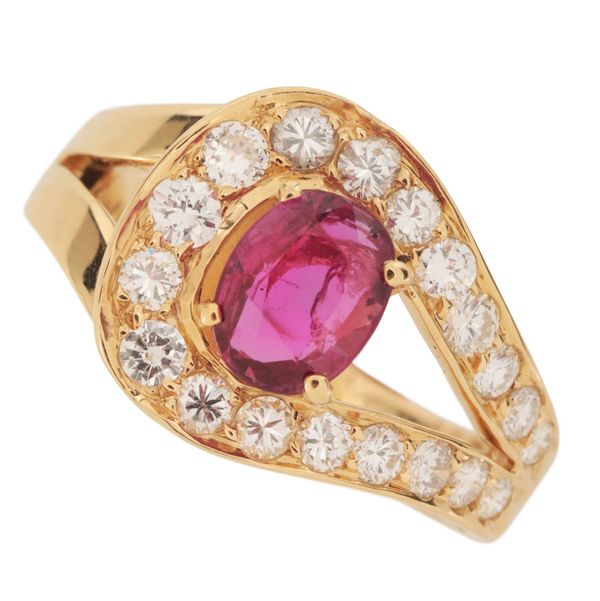 A RUBY AND DIAMOND RING